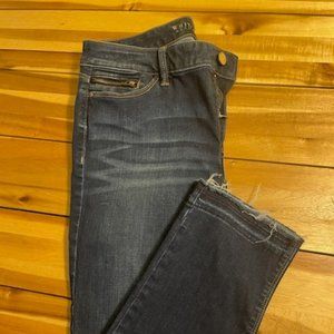 White House Black Market Skinny Frayed Medium Blue Womens Size 6